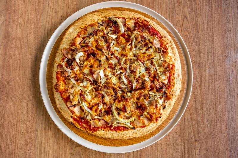 Green Chile Chicken pizza with roasted Hatch chiles
